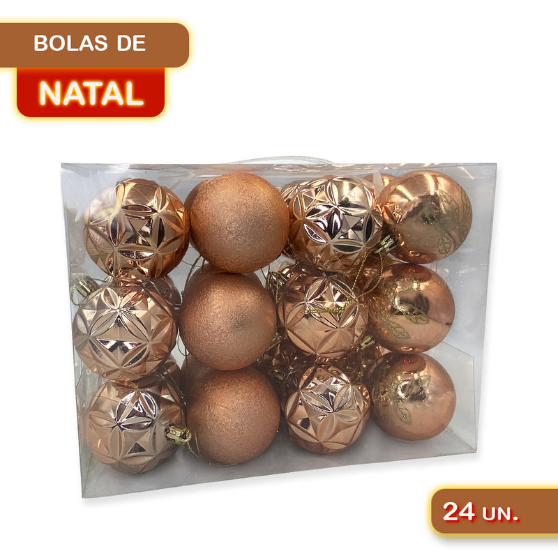 Kit Bolinhas Bola Árvore Natal Enfeite Decoração Pendurar 24un