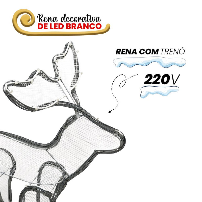 Armação de Rena Iluminada com Trenó Natalina Led 220v