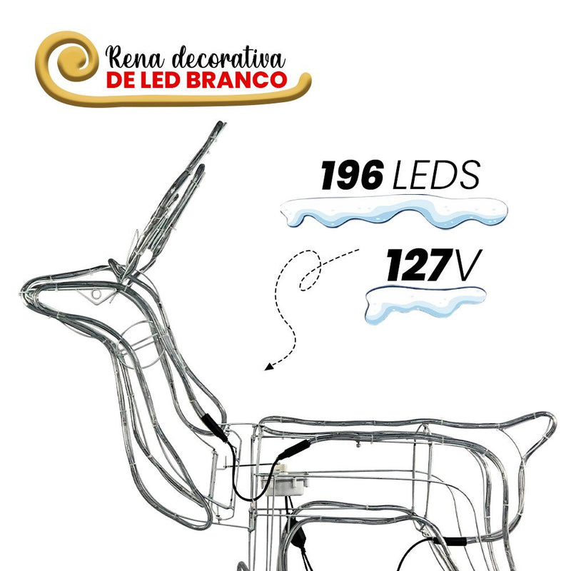 Armação Rena Macho de Led C/ Movimento Iluminada Grande - 110v