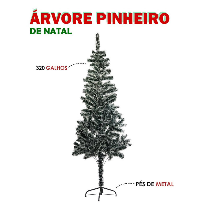 Árvore Pinheiro De Natal Luxo Verde Nevada 1,80m 320 Galhos