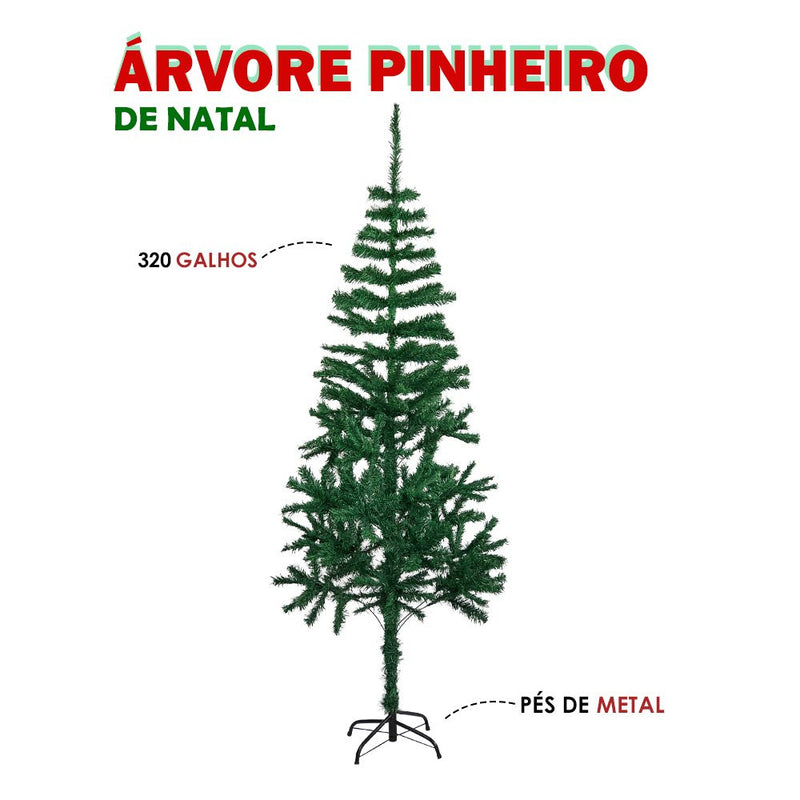 Árvore De Natal Pinheiro Tradicional 1,80m 320 Galhos