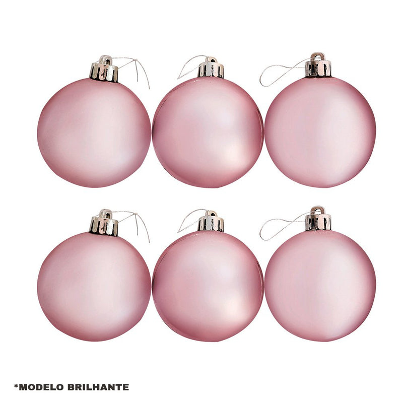 Kit 30 Bolinhas De Natal Enfeite Natalino 6cm Rose