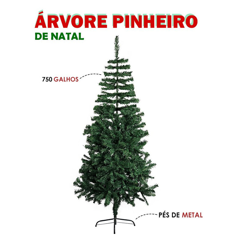 Árvore De Natal Pinheiro Natalino Verde Luxo 1,80 Altura 750 Galhos