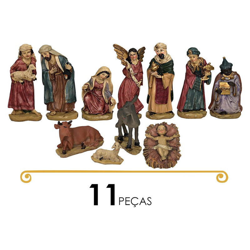 Presépio de Natal Completo 11 Peças em Resina