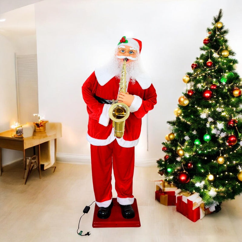 Papai Noel Musical Toca Saxofone Com Movimentos Bivolt 1,80m Luxo