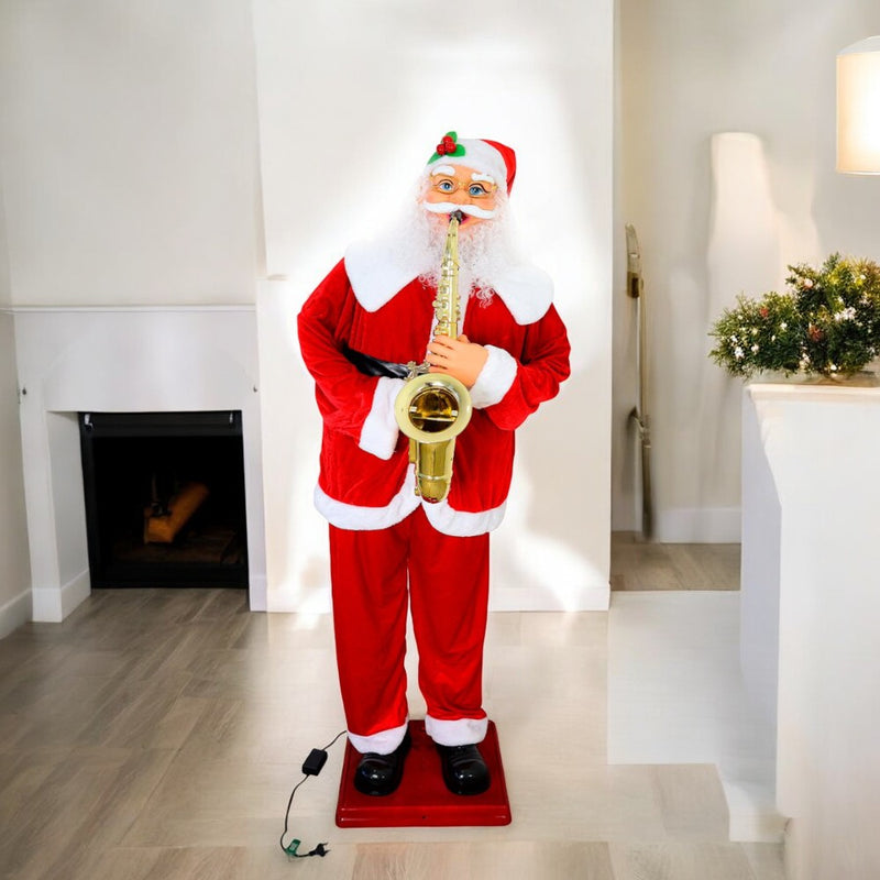 Papai Noel Musical Toca Saxofone Com Movimentos Bivolt 1,80m Luxo