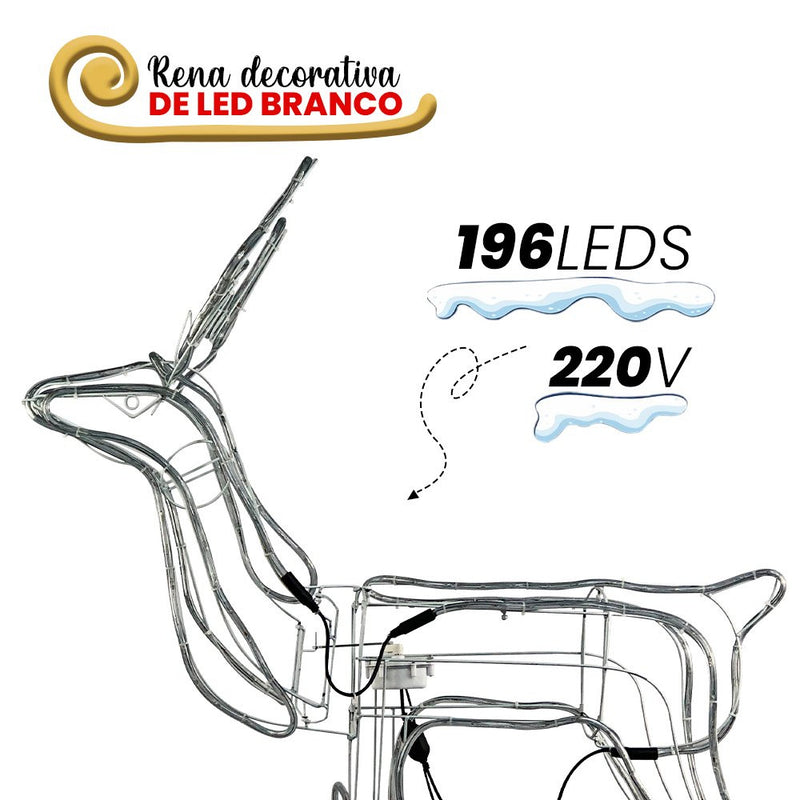 Armação Iluminada Rena Macho de Led C/ Movimento Grande - 220v