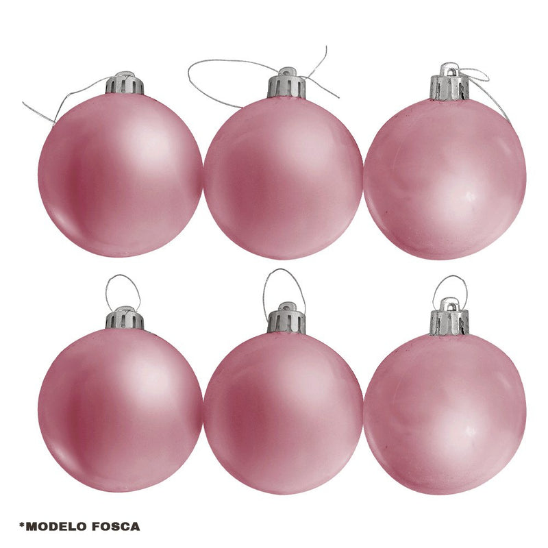 Kit 30 Bolinhas De Natal Enfeite Natalino 6cm Rose