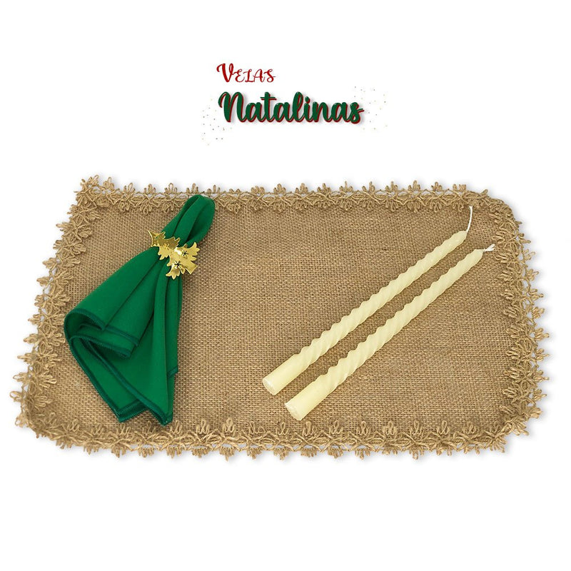 Vela Castiçal Torcidas 25cm Kit 2 Unidades para Natal, Casamentos, Batizados - Branco